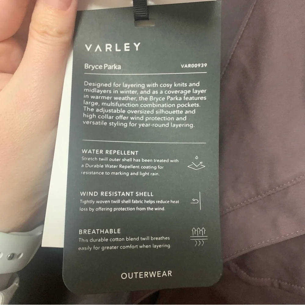 Varley Bryce Parka in Raisin Size Medium NWT New